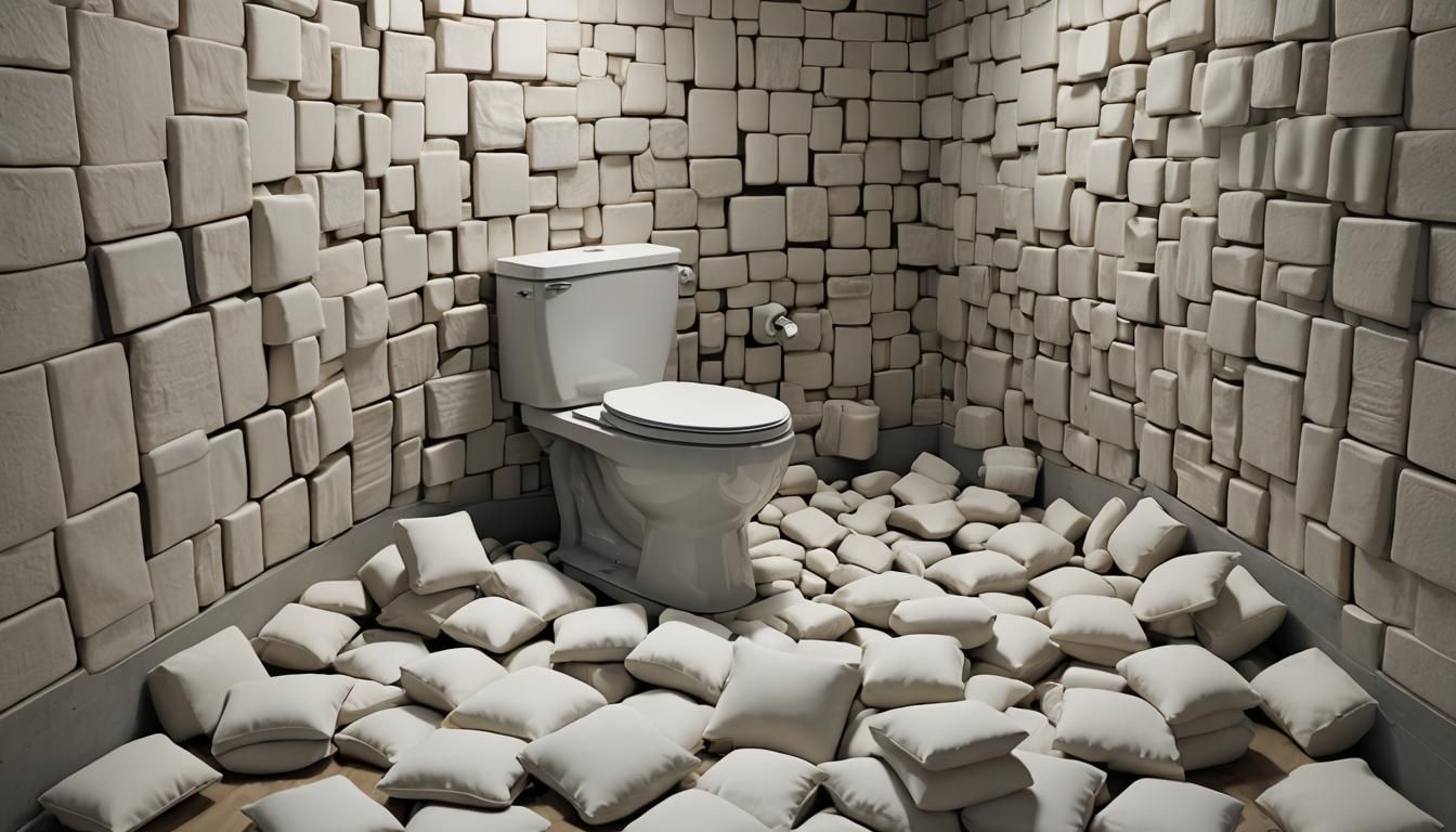 Photorealistic Toilet on Pillow Floor