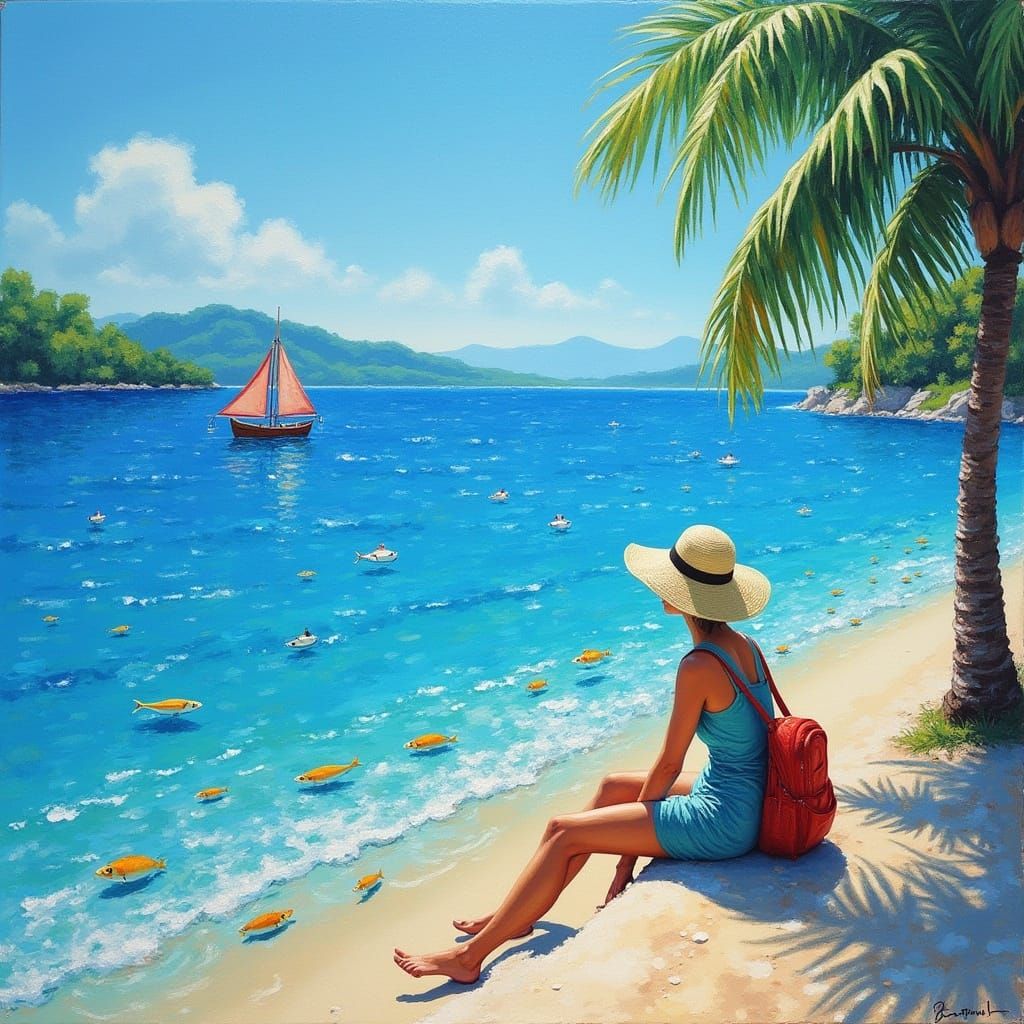 Dreamy Waterside Scene in Impressionist Style