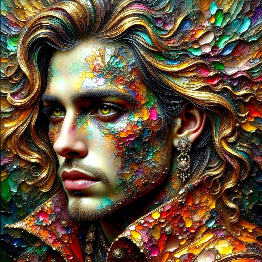 Johnny's Bluesy Rock Revival in Vibrant Impasto Oil Painting