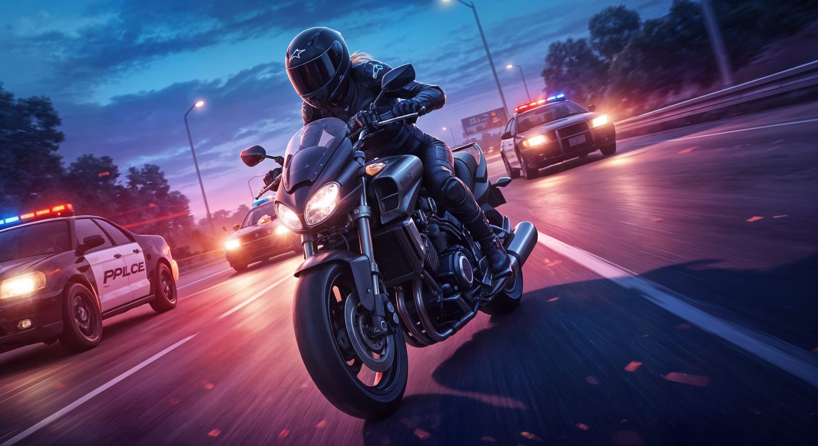 Female Biker Evades Police on Texas Freeway