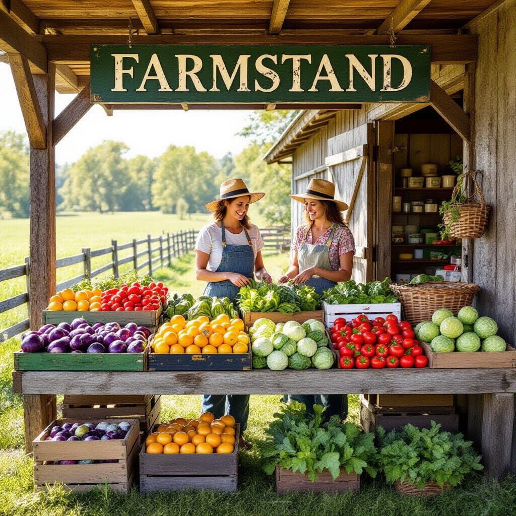 Picturesque Farmstand Overflowing with Fresh Produce