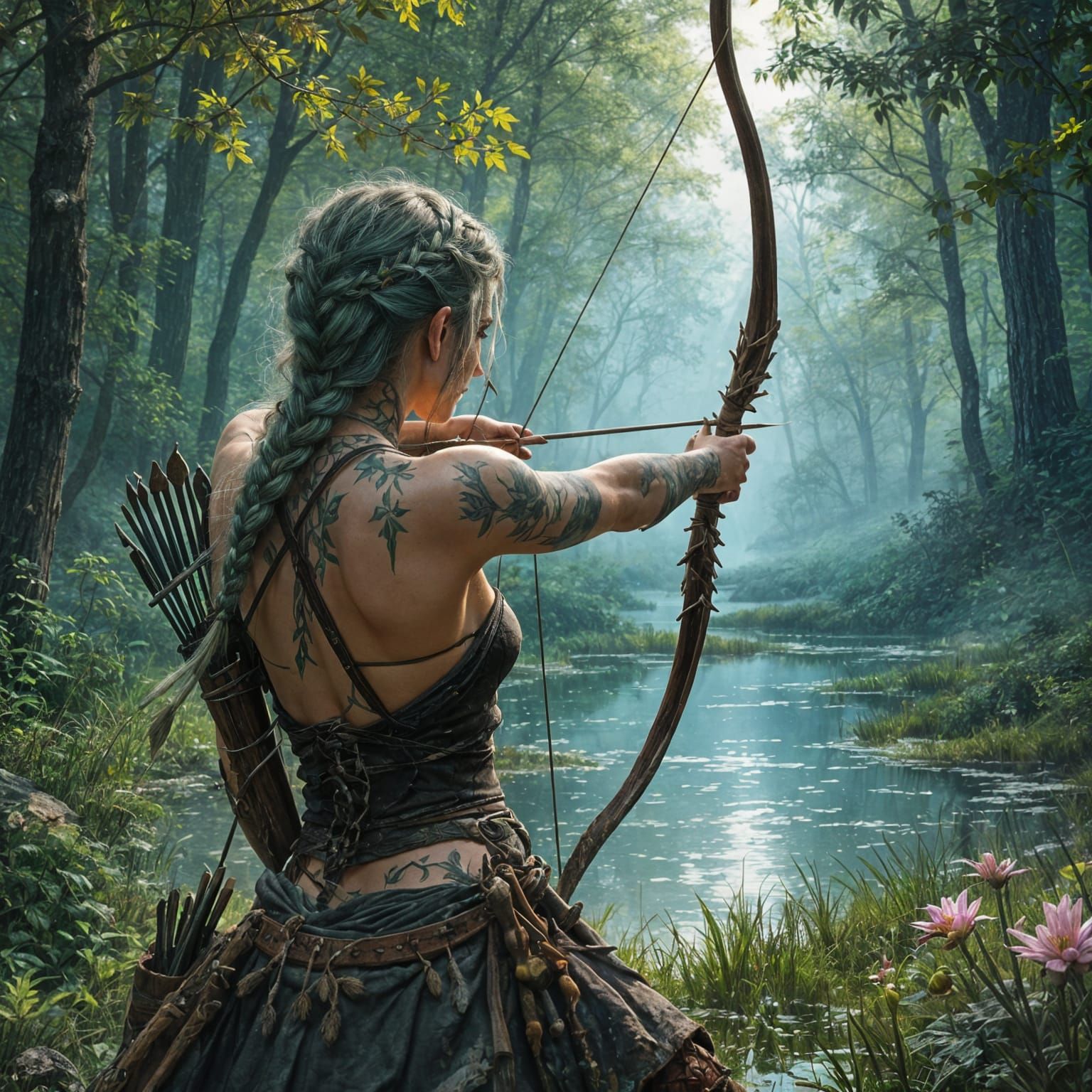 Ethereal Dryad Huntress in Whispering Forest