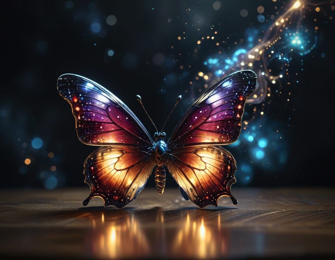 Glowing Cosmic Magic Butterfly Illuminates Dark Skies