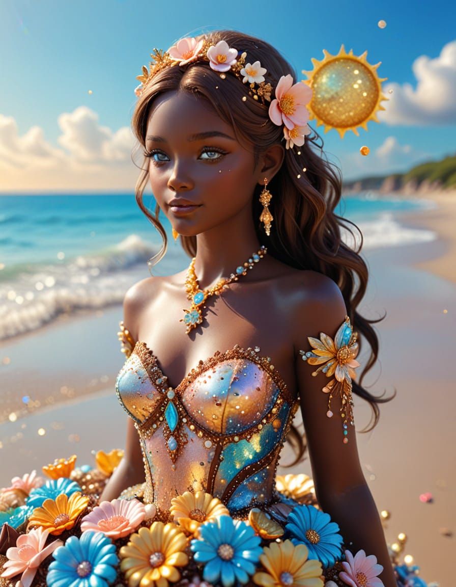 Chocolate Bride on a Glittering Candy Beach