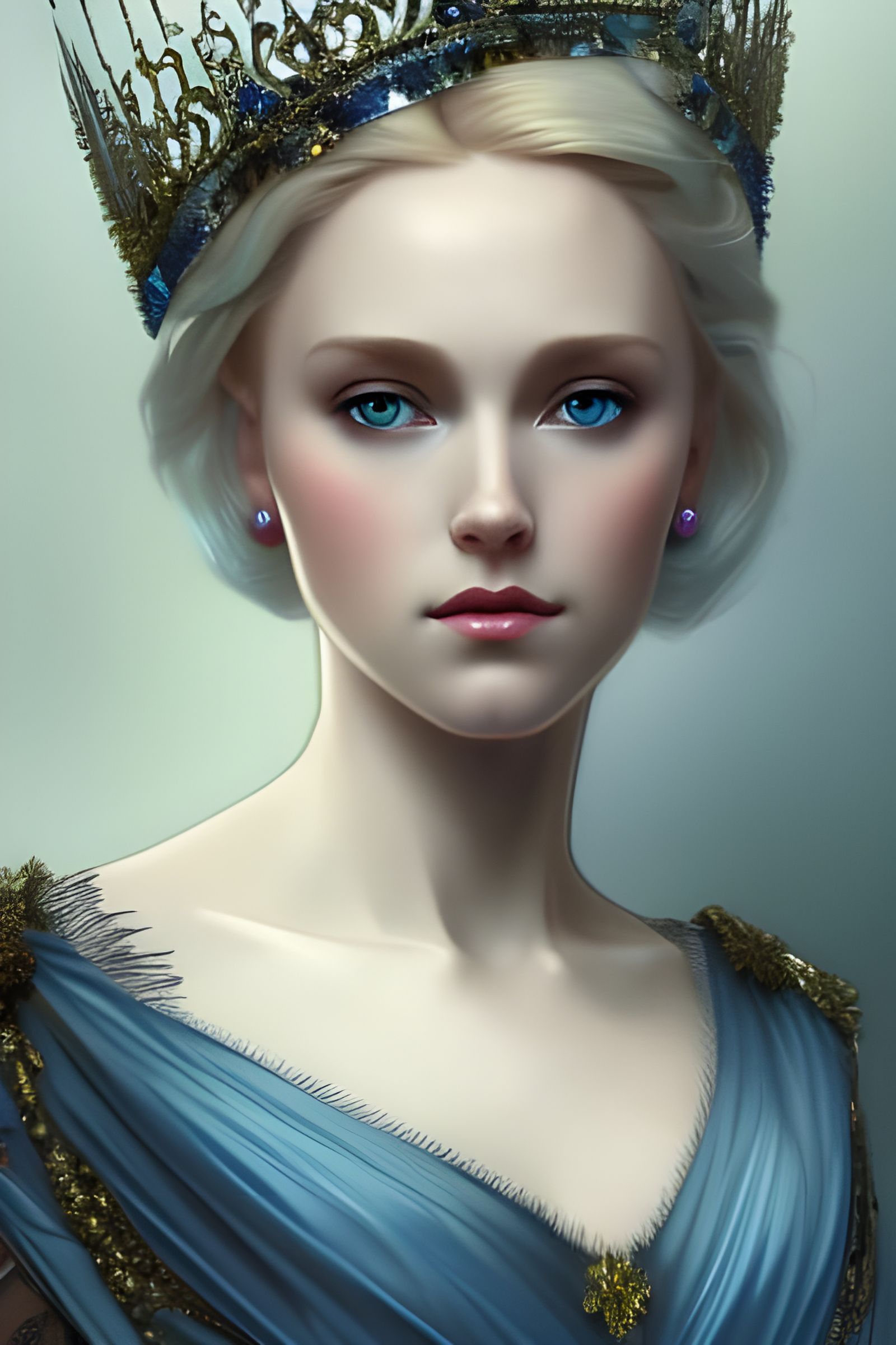 Icy Princess Portrait in the Style of Art Nouveau
