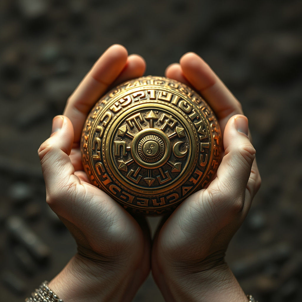Mysterious Gold Ball with Hebrew Symbols