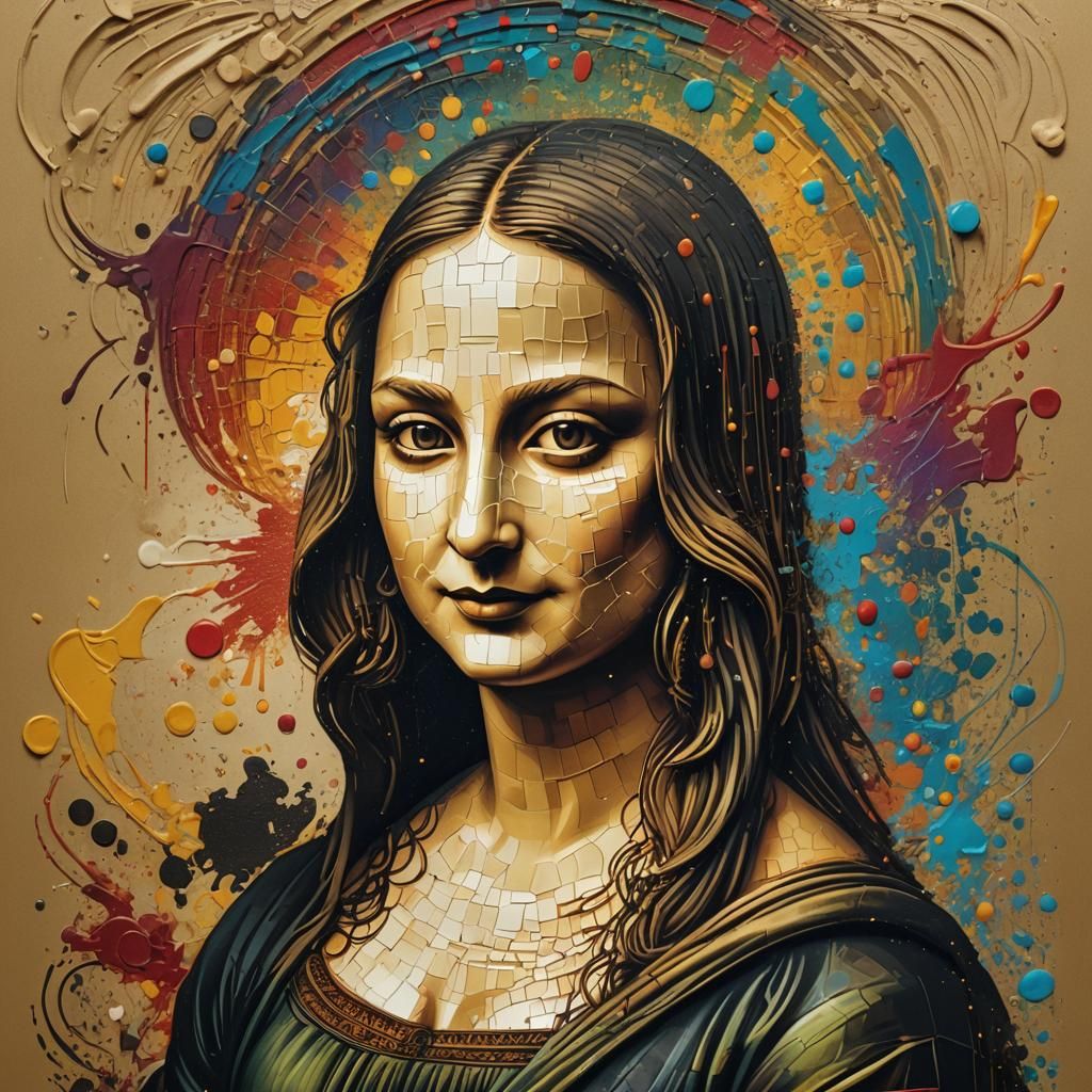 Mona Lisa in V for Vendetta Mask, Hyperrealistic