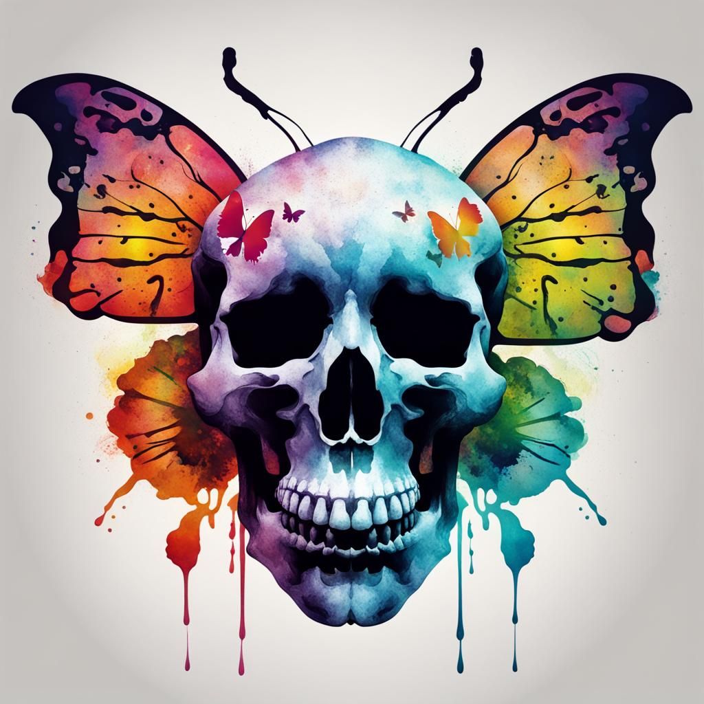Rorschach Inkblot: Skull and Butterfly Illusion