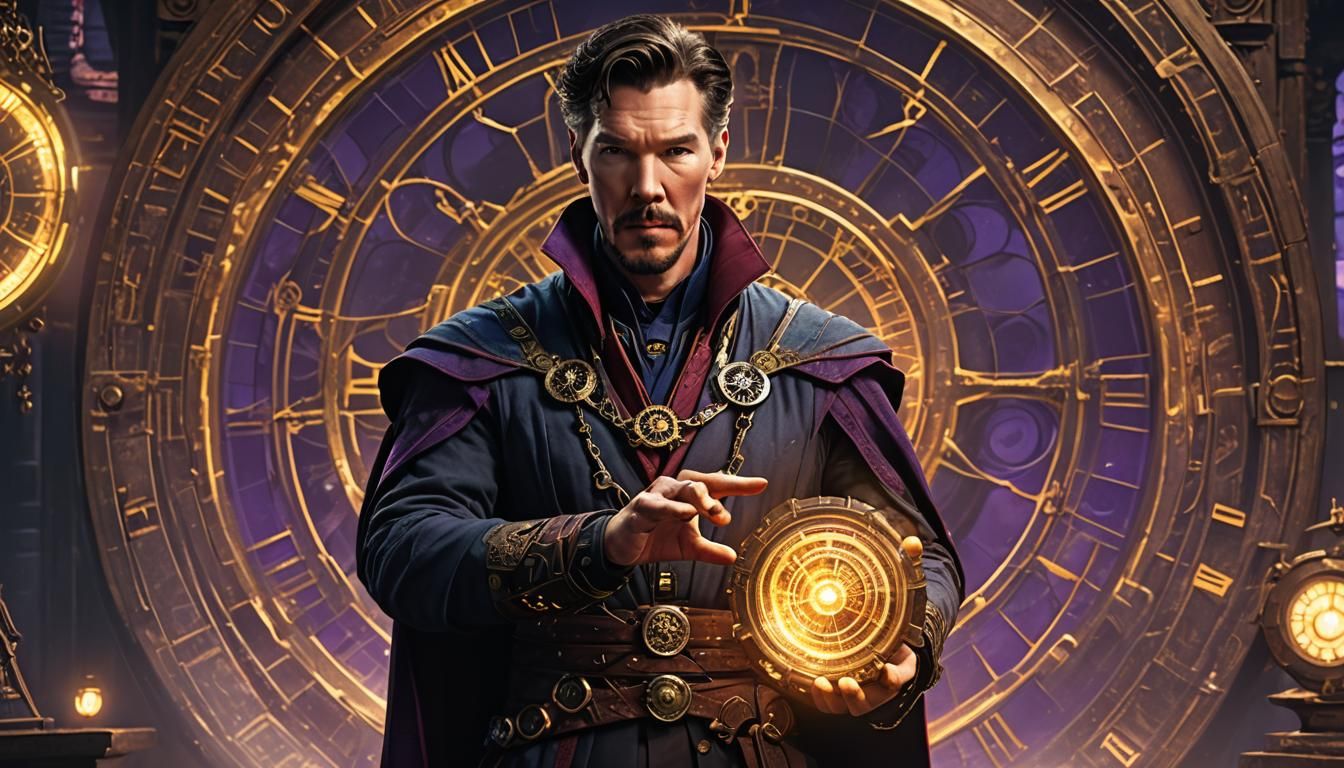 Steampunk Dr. Strange with Time Stone Portal
