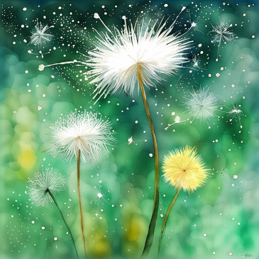 Zen Watercolor X-Ray Landscape Under Twinkling Stars