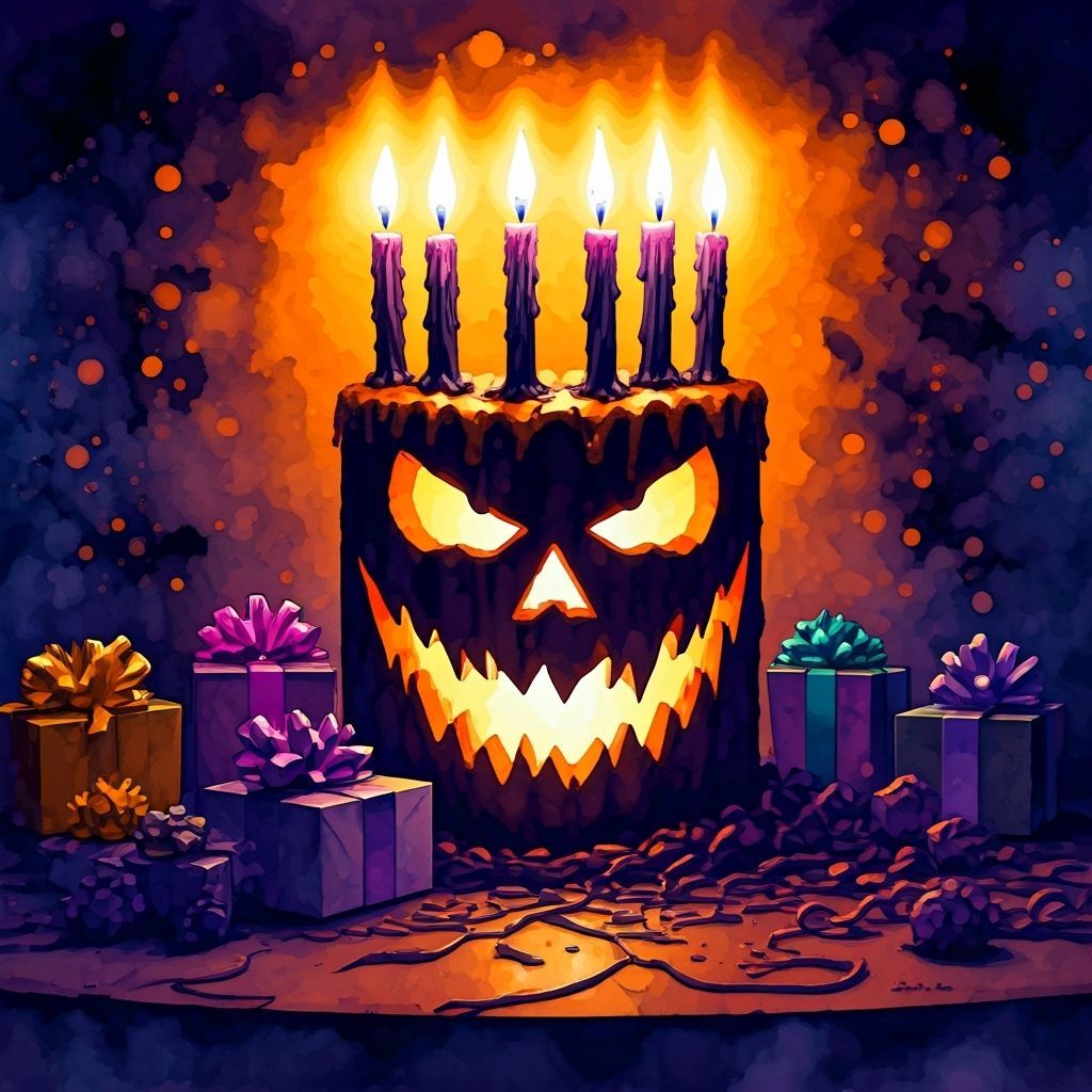 Fantastical Jack-o-Lantern Birthday Cake Painting