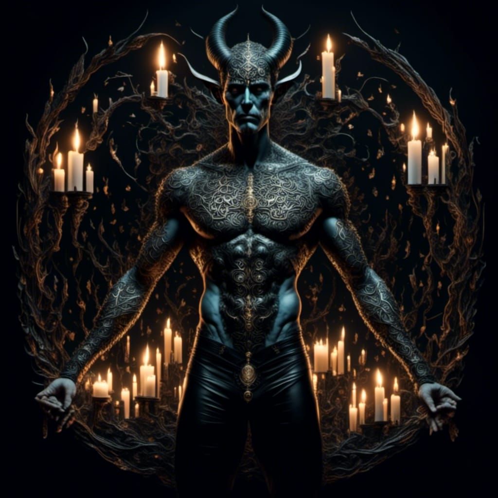 Muscular Rune Man in Dark Fantasy Style