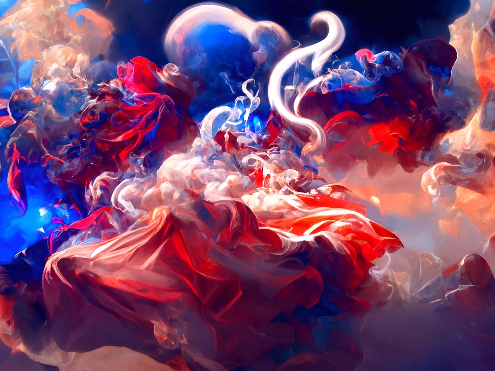 Otherworldly Landscape with Swirling Clouds in Hyperrealism