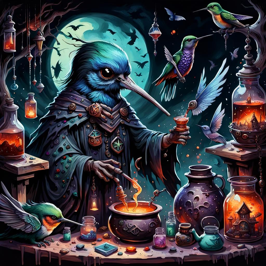 Sinister Witch Brews a Dark Fairytale Potion