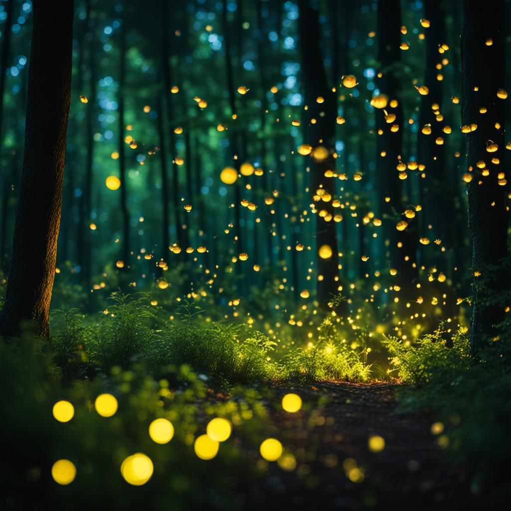 Luminescent Fireflies Light Up Forest: Professional Photogra...