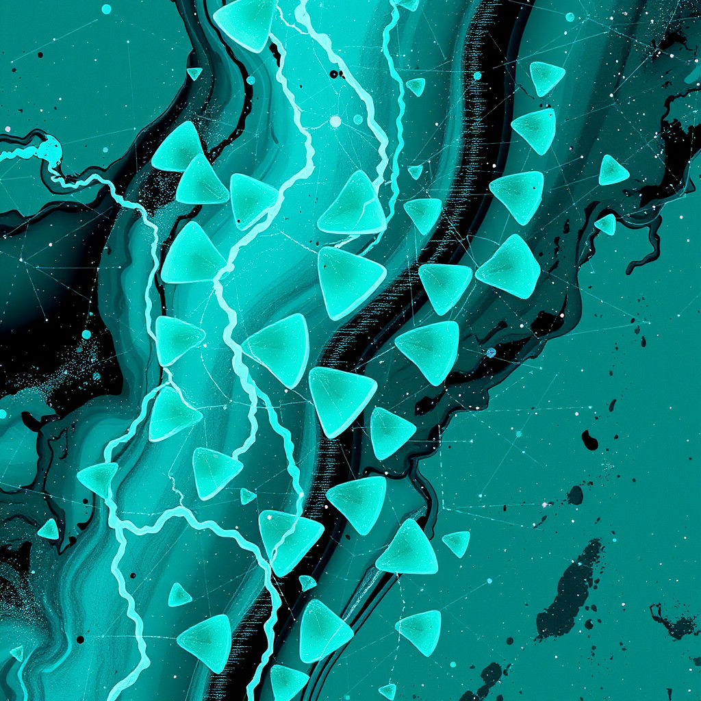 Turquoise Jade Vine: Glitchcore Abstract
