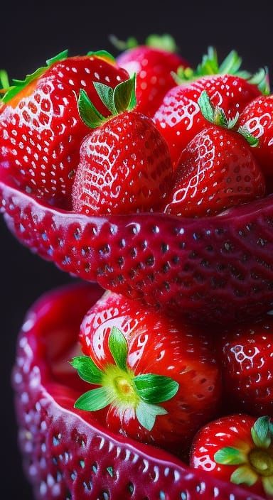 Fairytale Strawberries with Birds in Magic Realism