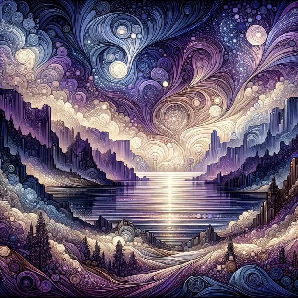 Art Nouveau and Pointillism meet in the night time sky.