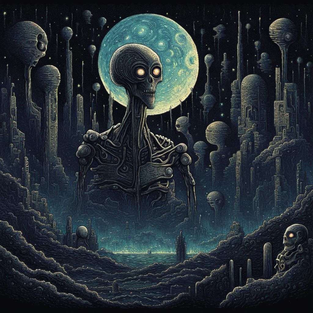 Cyberpunk Alien Apocalypse in Pixel Art