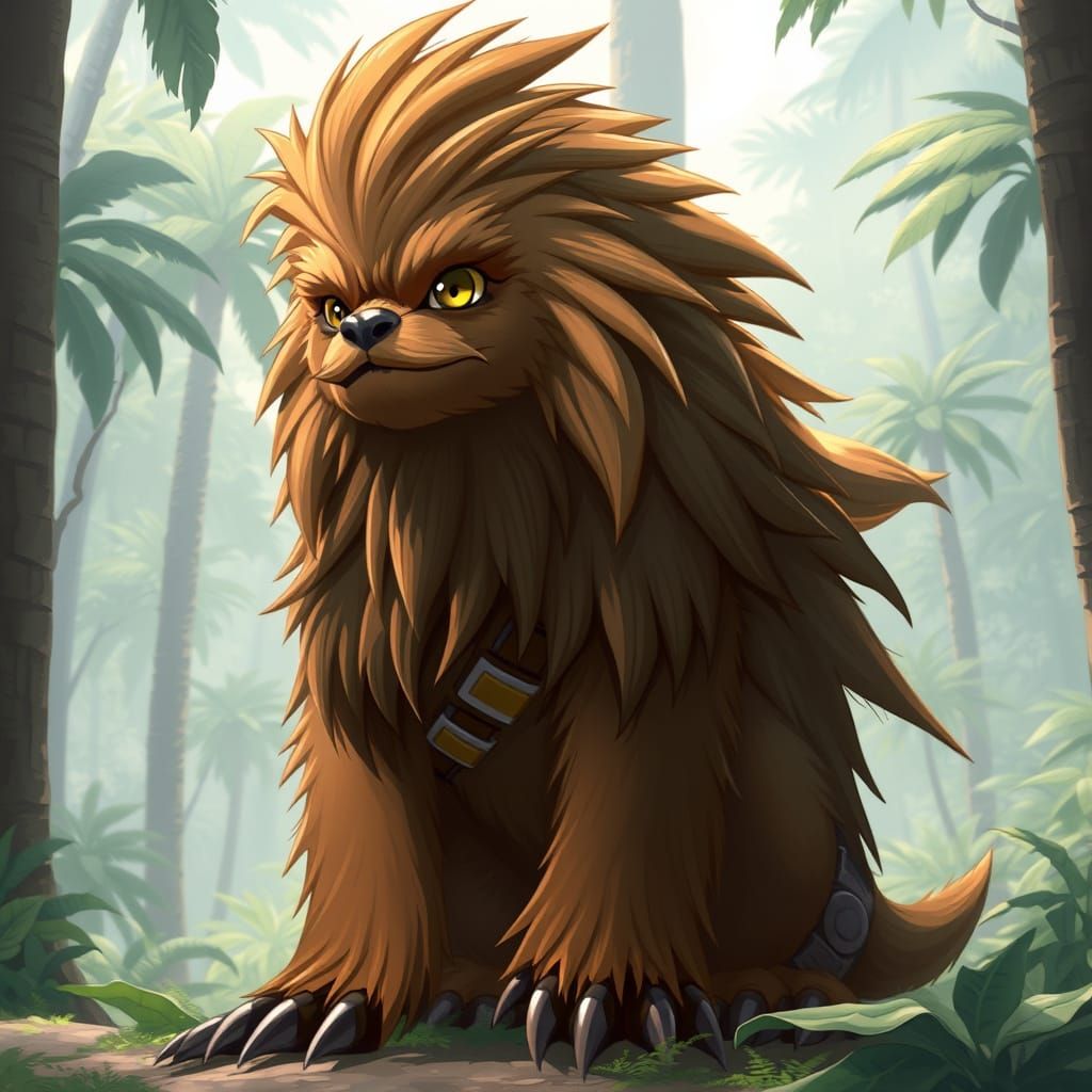 Tall, Bipedal Pokémon with Shaggy Brown Fur and Mammalian Fe...