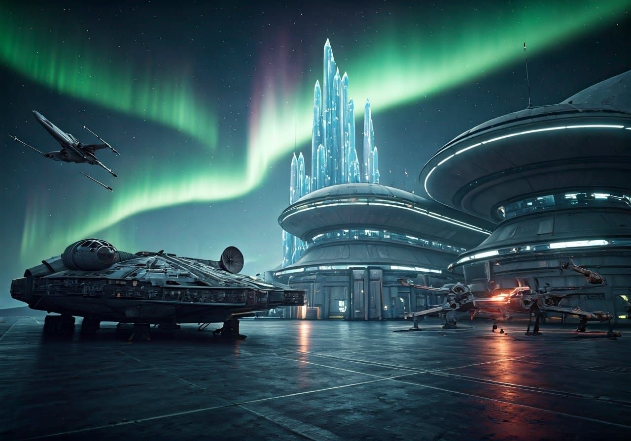 Alien Moon Refueling Station: Millennium Falcon and X-Wing