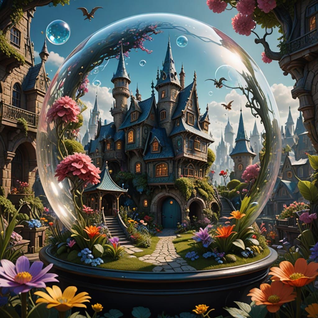 Surreal Garden: Miniature Worlds in Bubble Flowers