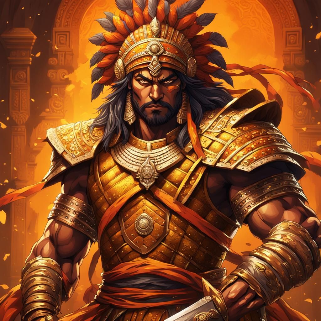 Fierce Indian Warrior with Tiger Claw in Anime Style