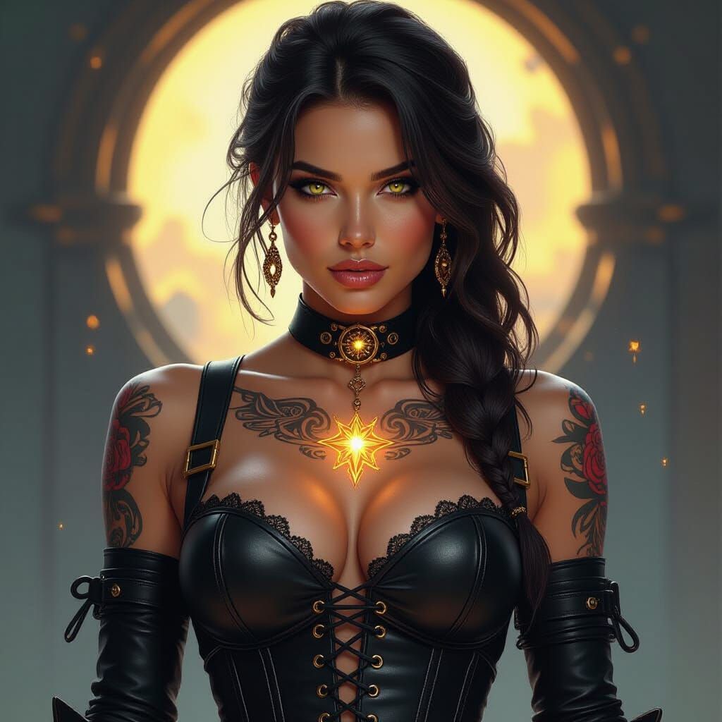 Space Pirate Queen Portrait in Dark Fantasy Style