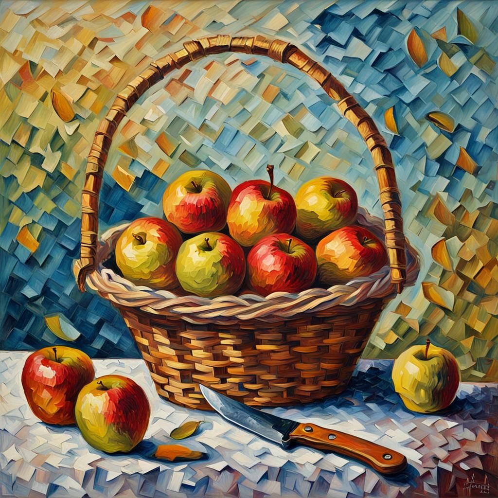 Still Life of Fruit as Impasto Oil Painting
