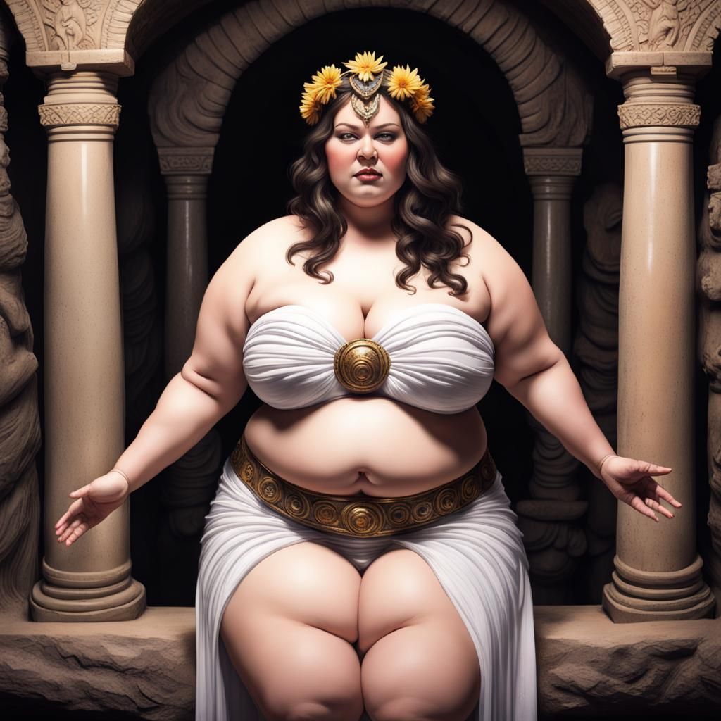 Gothic Priestess Beckons from Hypogeum in Detailed Matte Pai...