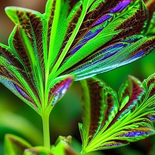 Colored Crystals and Plants Inside Glass Photo
