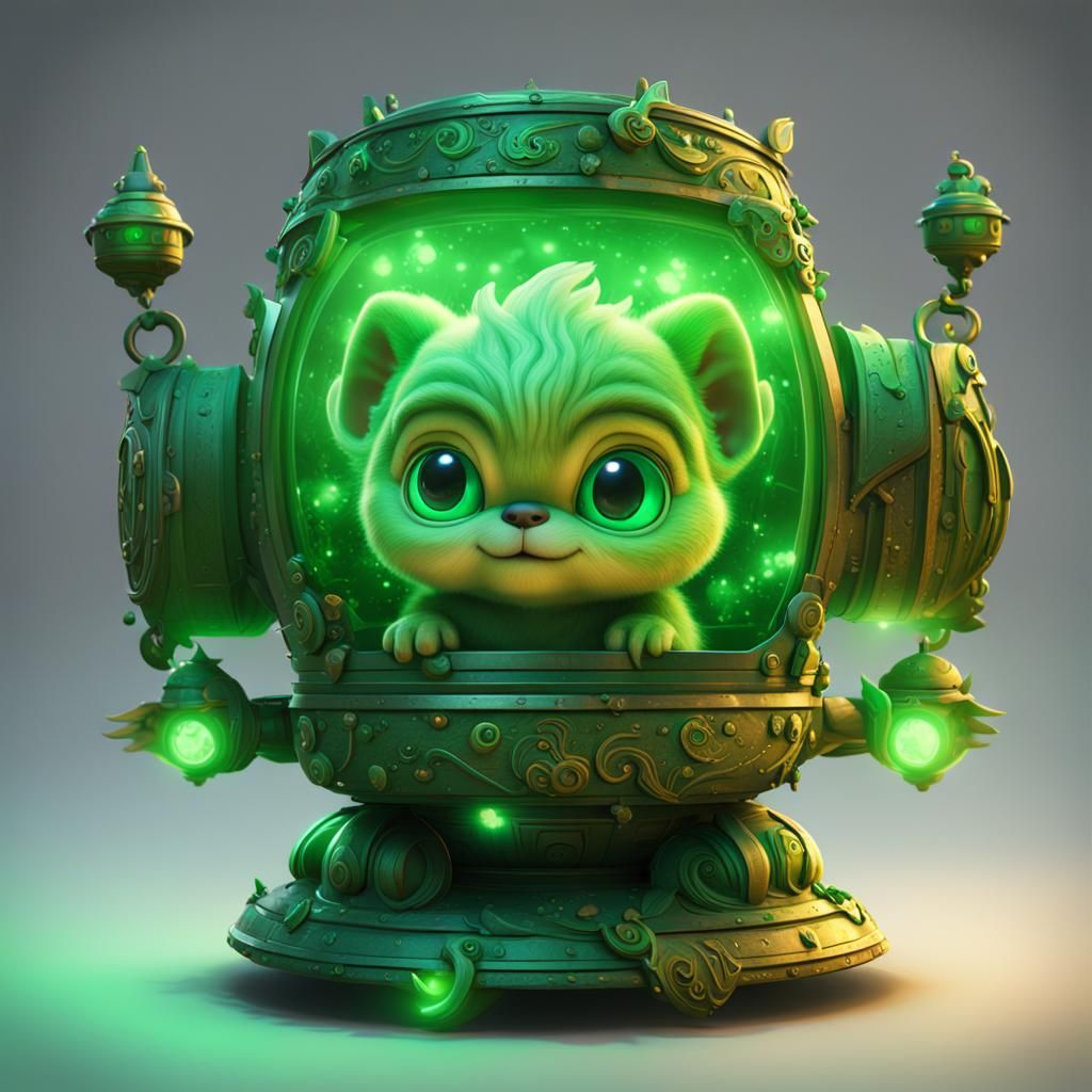 Glowing Green Gremlin Concept Art in Lantern Light
