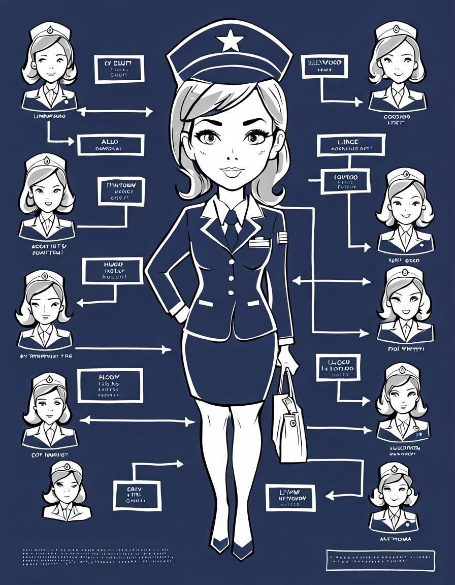 Hollywood Flight Attendant in Flowchart Lineart