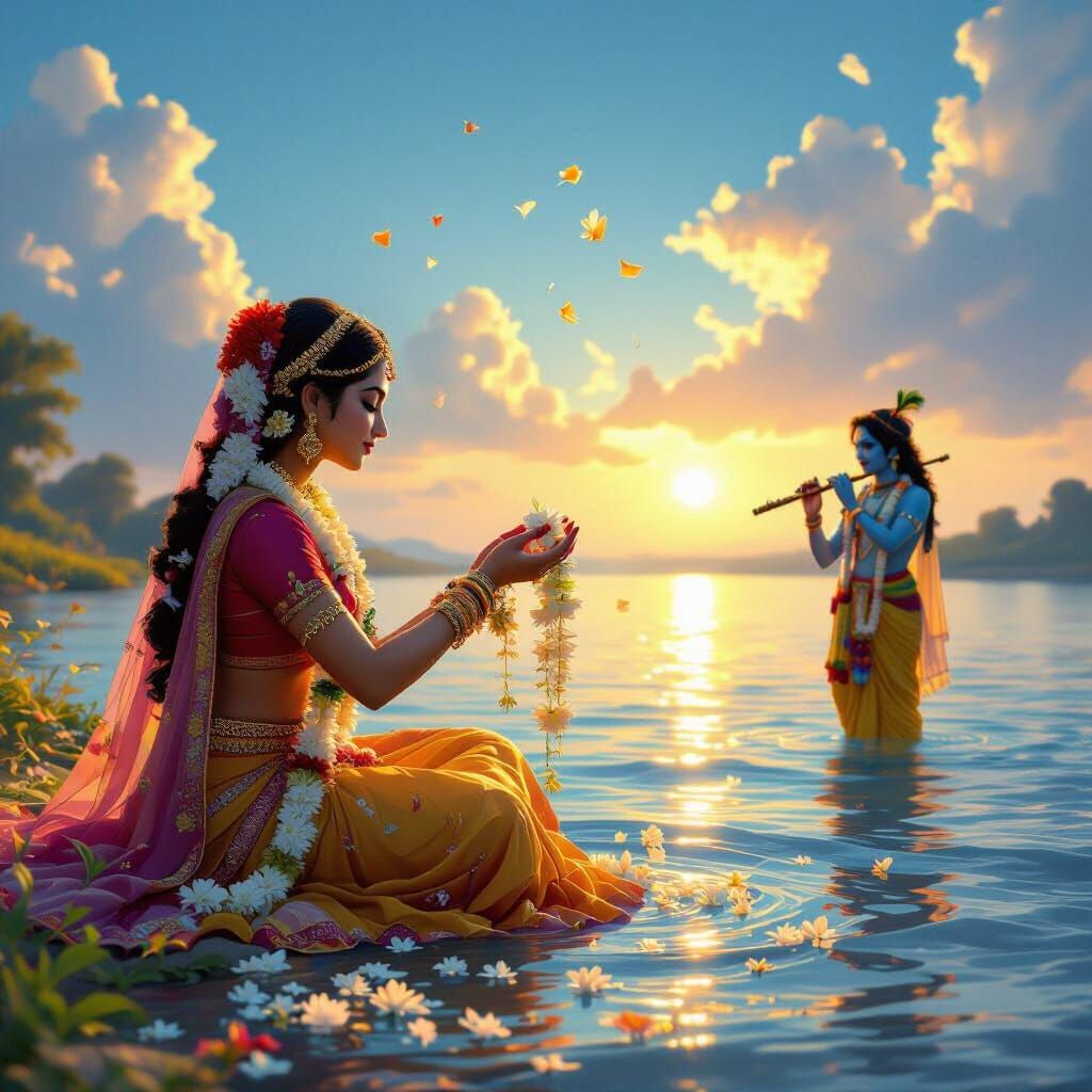Radha and Krishna by the River Jamuna