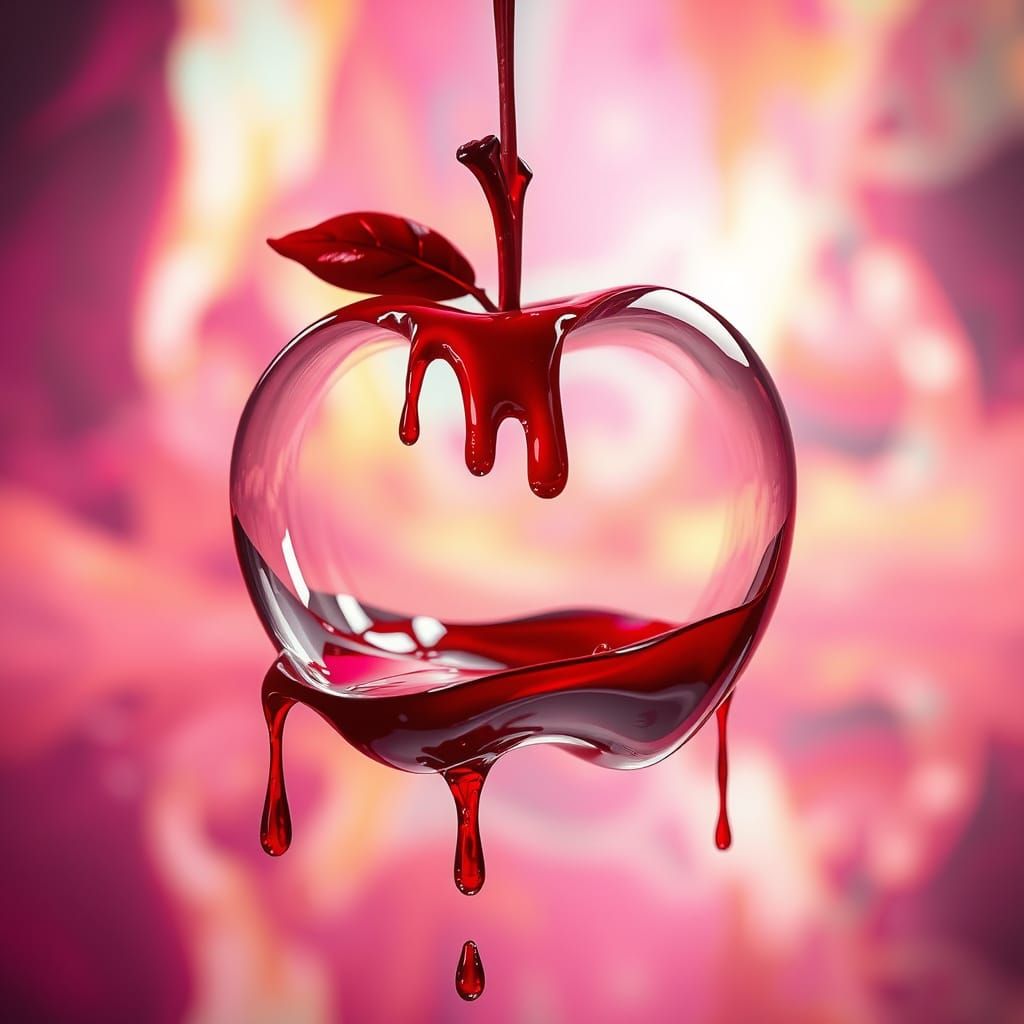 Crimson Splatter on an Apple-Shaped Void