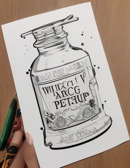 Witch's Potion Bottle Tattoo Stencil Outline