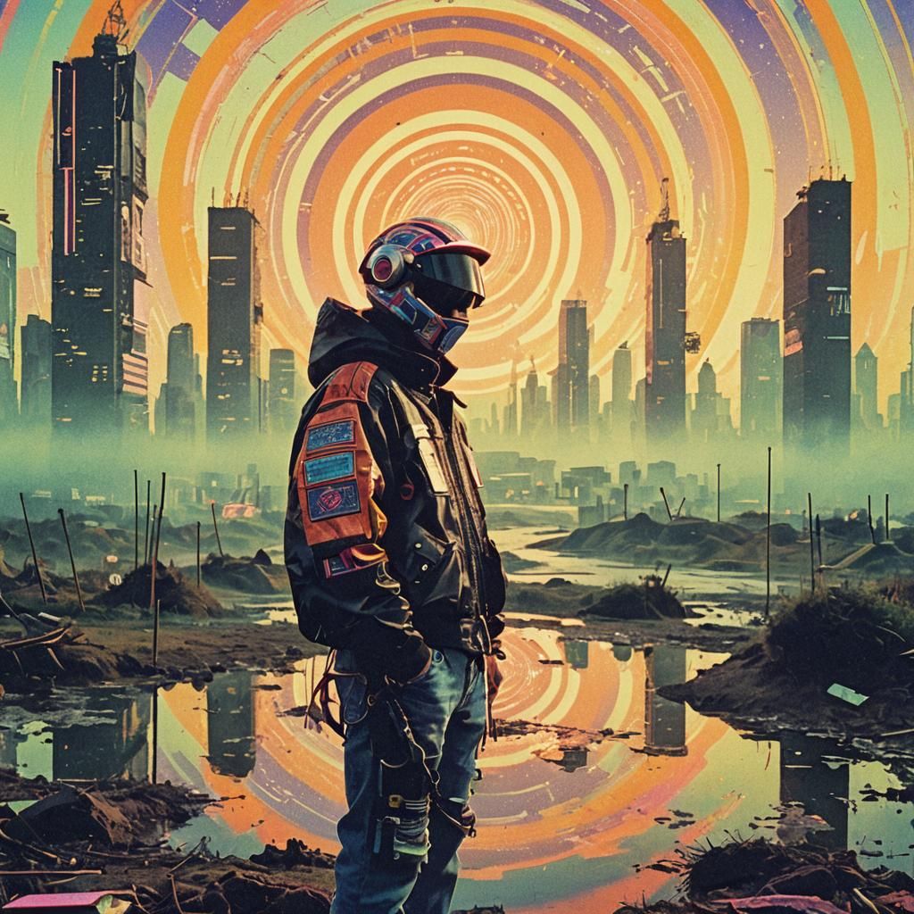 Dreamcore Hero in Cyberpunk 80s Style