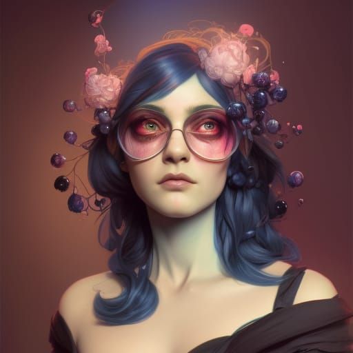 Enchanting Blueberry Witch Portrait in Detailed Digital Art