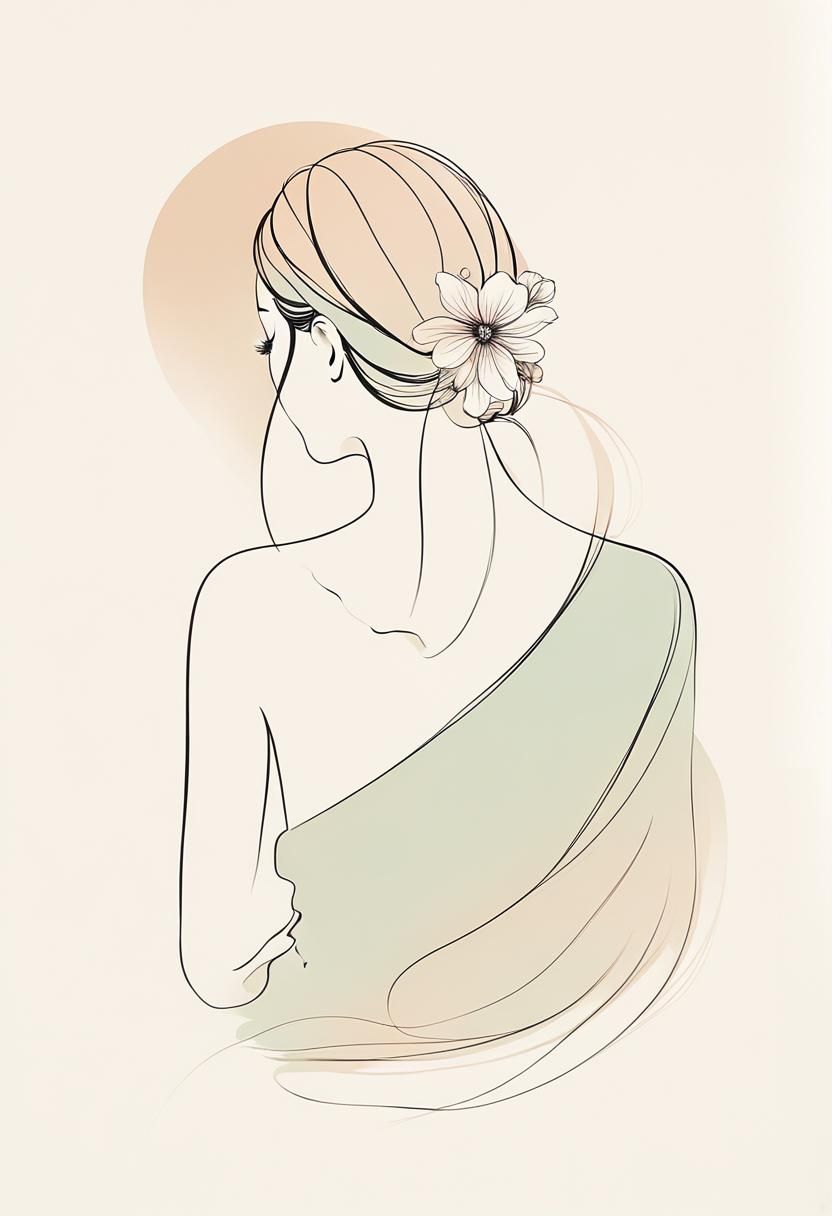 Elegant Japandi Portrait with Floral Hairpiece