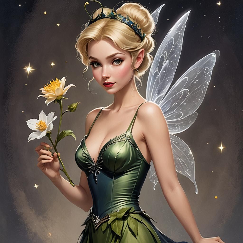 Sensual Tinkerbell with Queen of the Night Flower