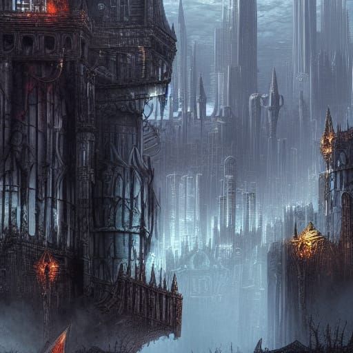 Dark Fantasy Ruined Cityscape