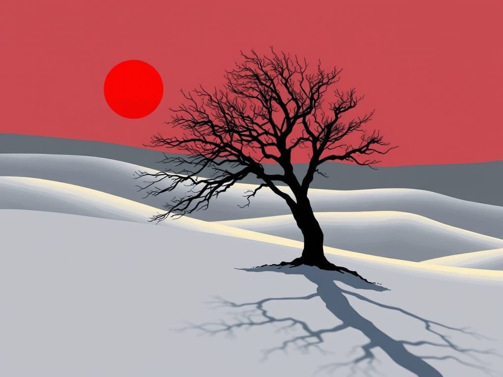 Minimalist Cinematic Landscape in Impasto Style