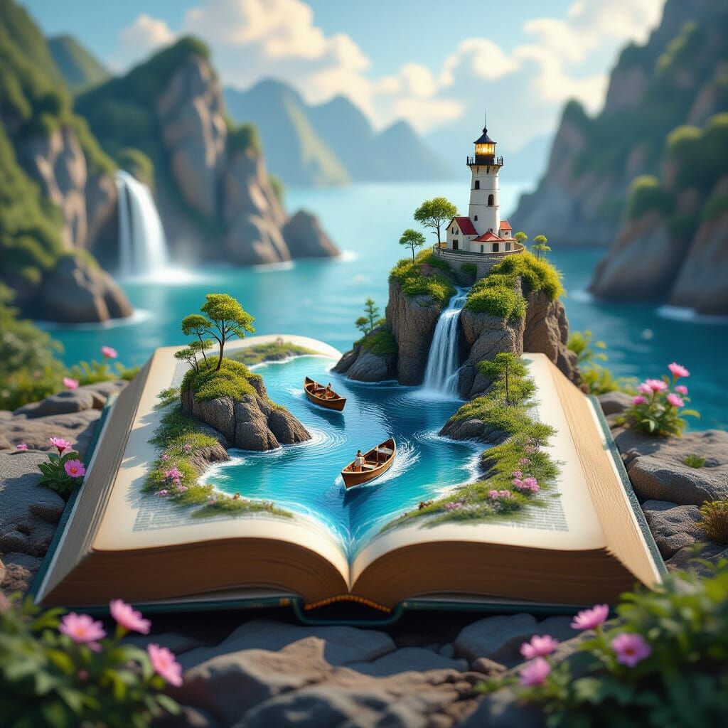 Miniature Landscapes Emerge from an Open Book