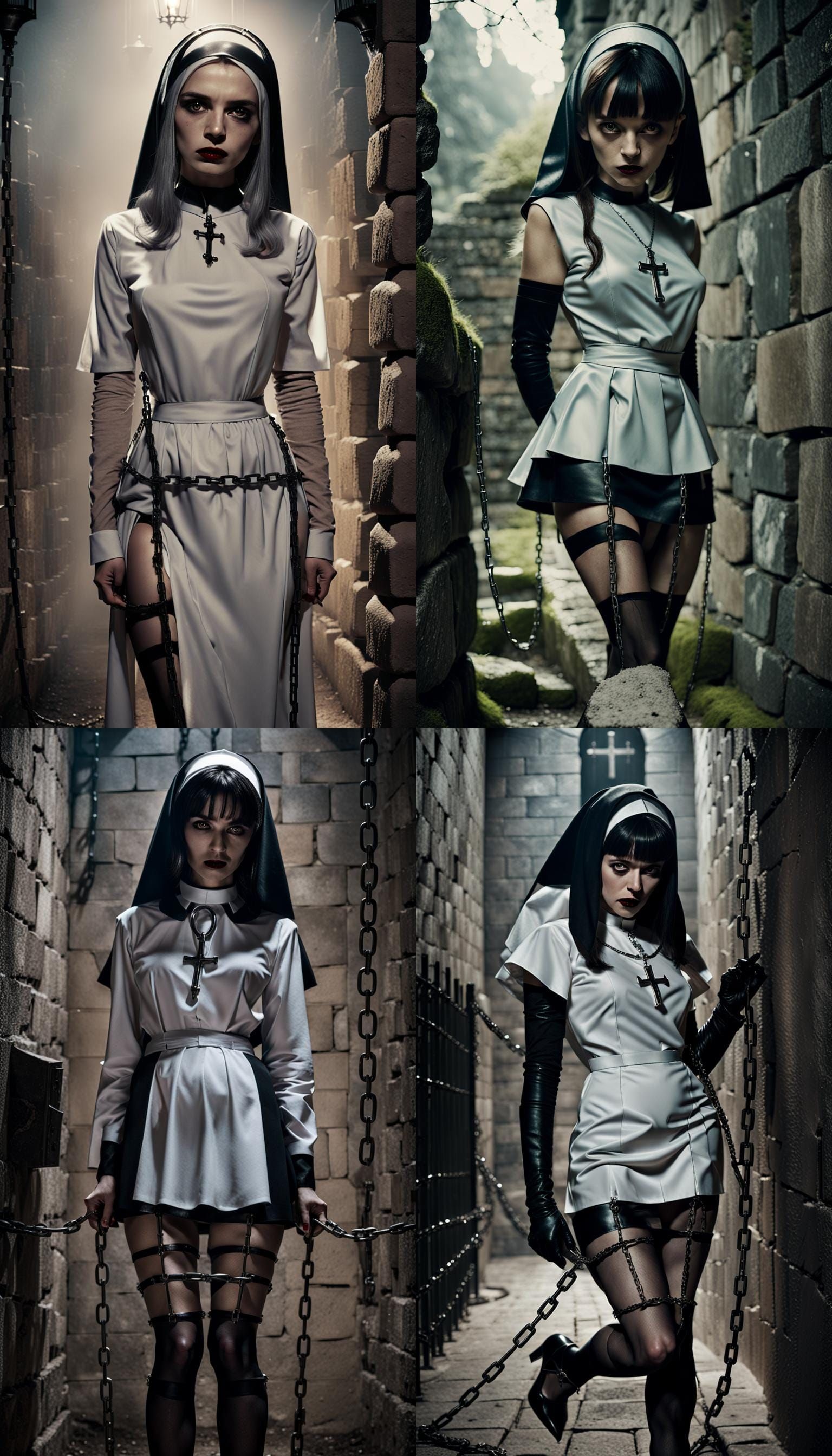 Chained Nun in Leather and Chains