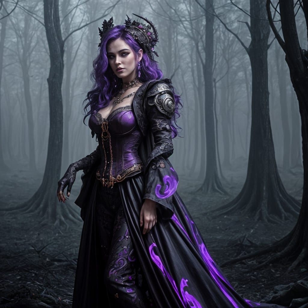 Dramatic Witches Groom in Maximalist Digital Painting