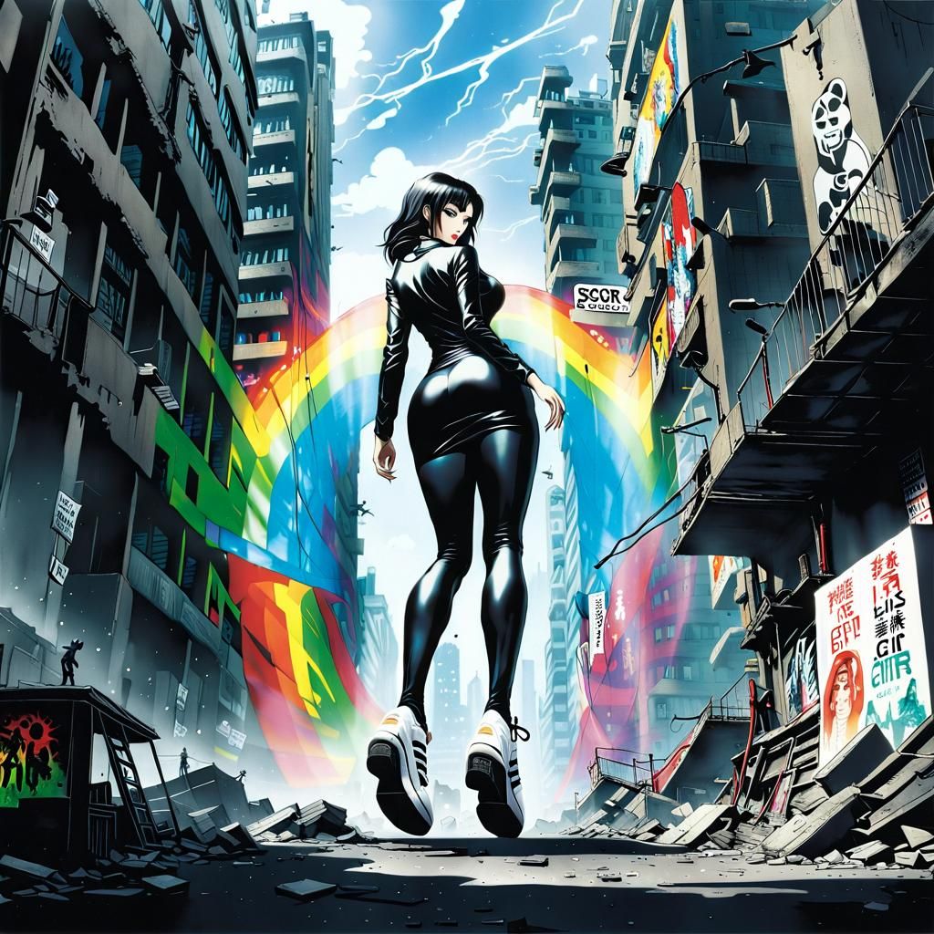 Anime Headmistress in City Ruins by Studio Trigger