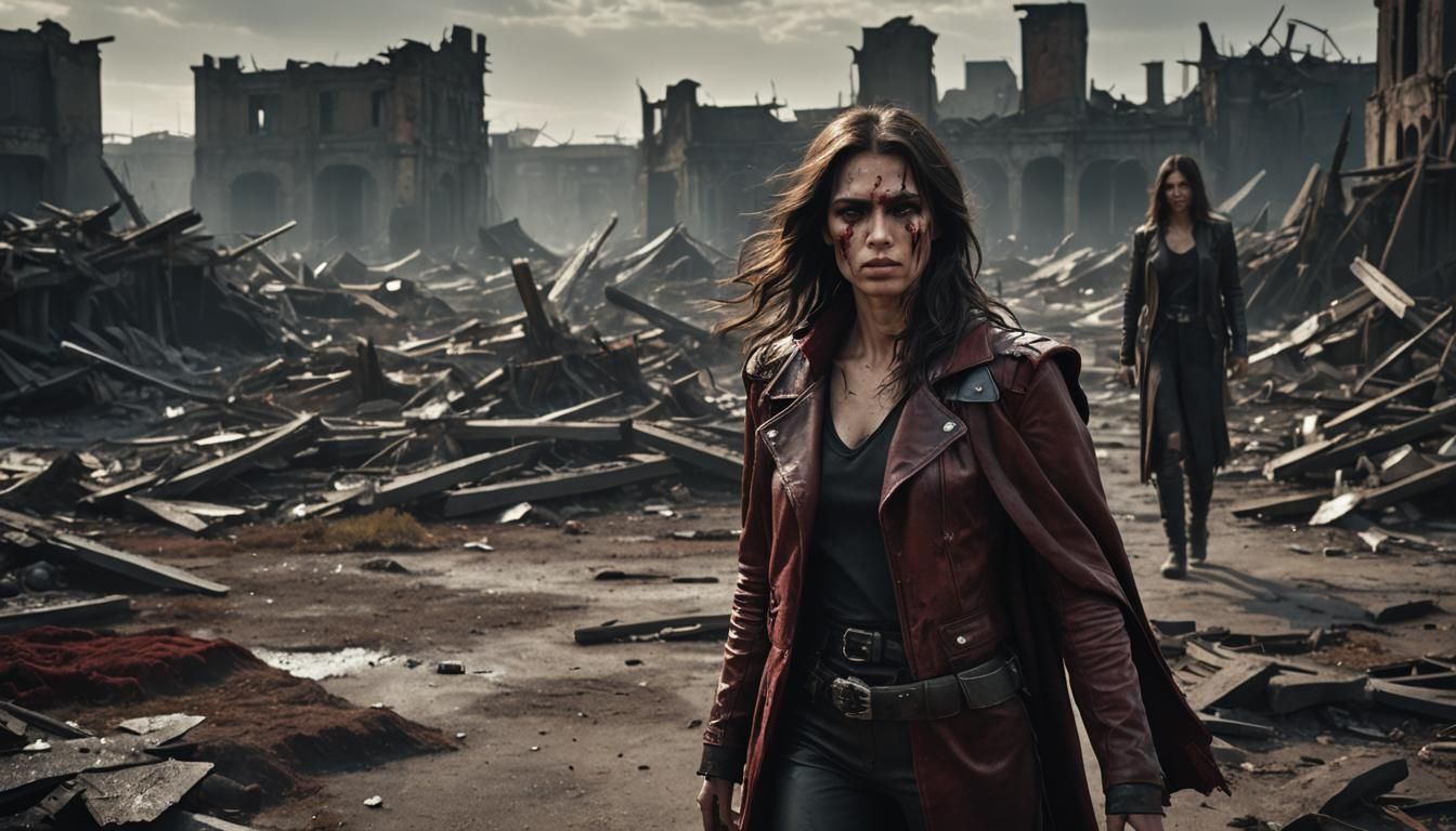 Fallen Angel in Post-Apocalyptic Landscape