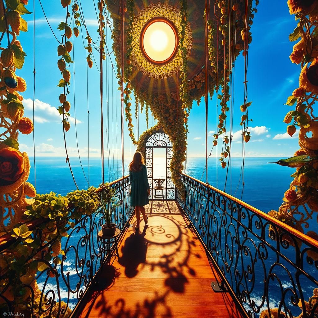 Surreal Optical Illusion Architecture with Sea View