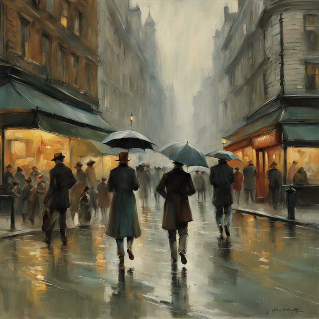 Monochromatic New Yorkers in Cityscape at Night