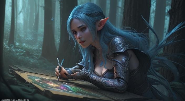 Hyperrealistic Elf Maiden in Forest, Anime Style